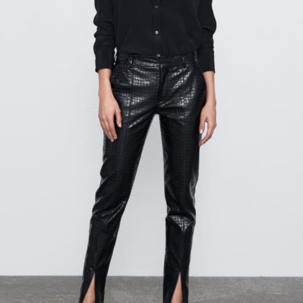 Zara Black Faux Leather Pants